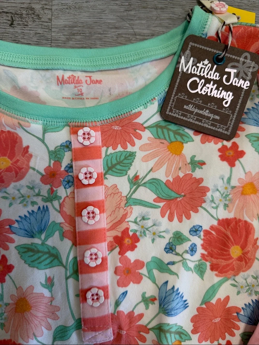 Matilda Jane Kids Coral Floral & Pink Dot Pajama Set